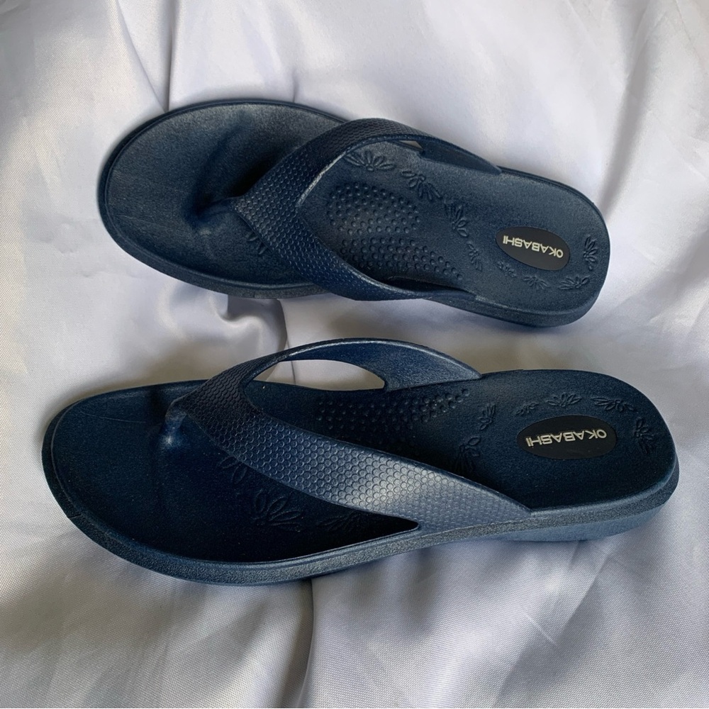 Okabashi Support Sandals Flip Flops Women's Dark Navy Blue Medium/Large